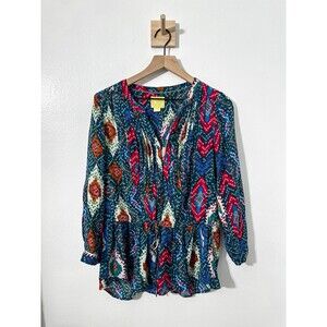 Anthropologie Maeve Topoxte Tunic Blouse Women’s Multicolor Button Top Size 4